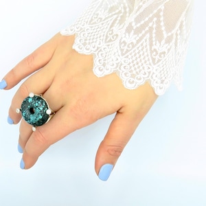 Handcrafted Turquoise & Sterling Silver Statement Ring: Boho Jewelry