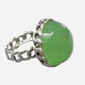 Groene opaliet 925 sterlingzilveren ring: handgemaakte edelsteen