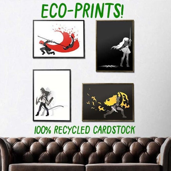 CLEARANCE - RWBY Silhouette Prints - Eco Prints