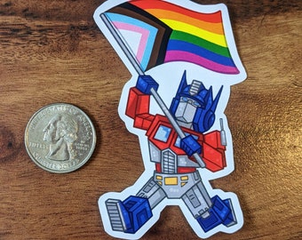 Optimus PRIDE Chibi Vinyl Sticker 2&quot; x 3.5&quot;