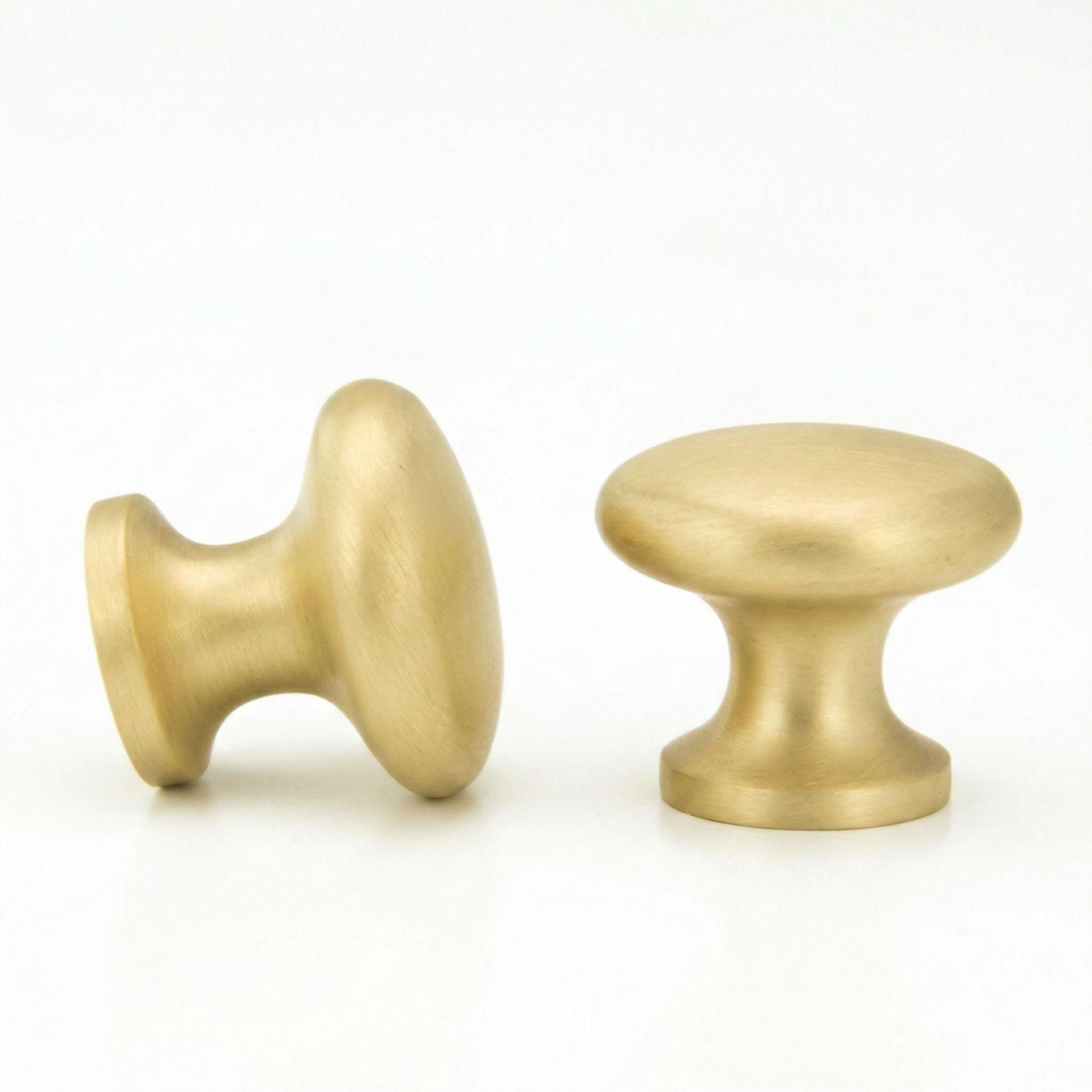 Brushed Satin Solid Brass Cabinet Knobs Kitchen Drawer Door Bow D ...