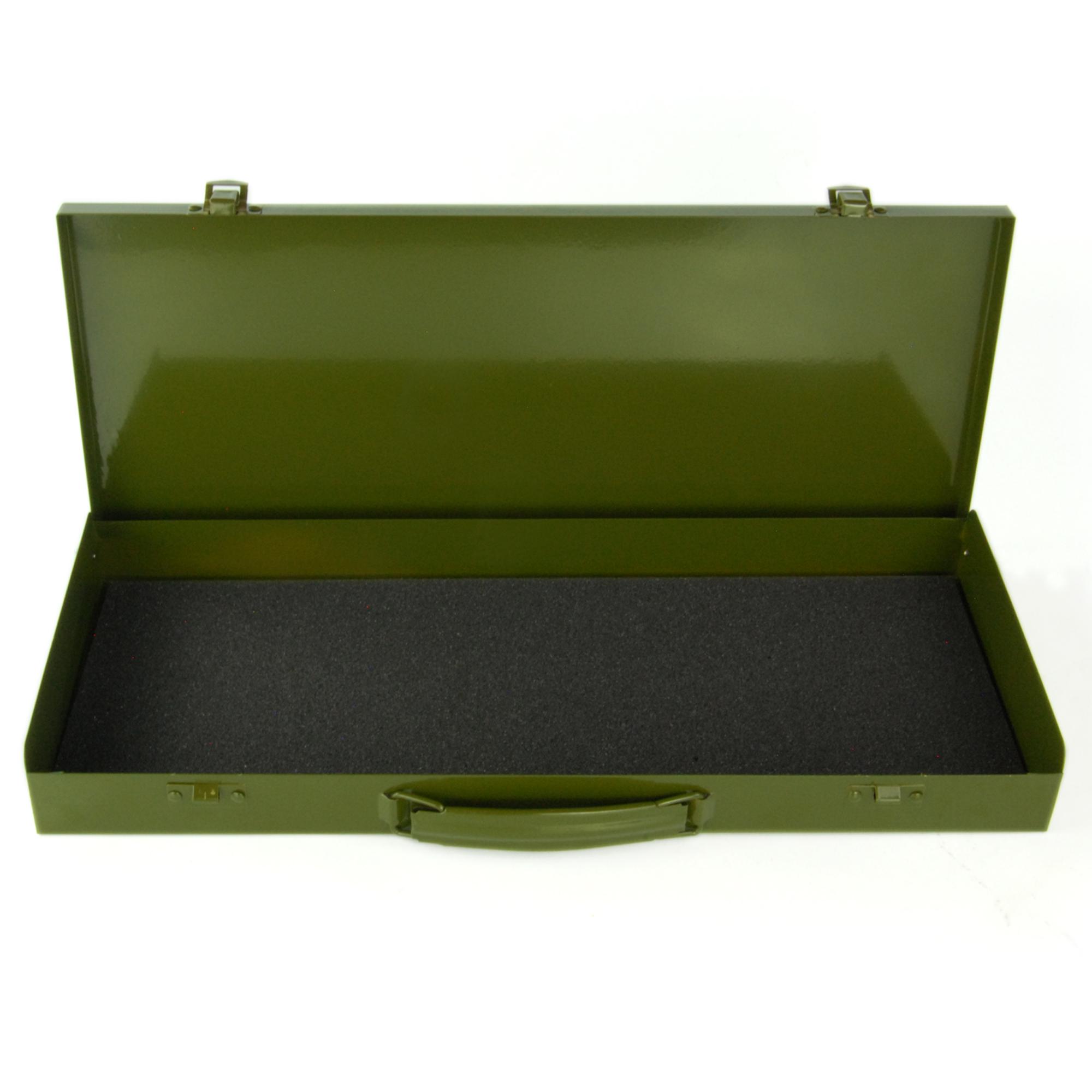 Vintage Army Green Tool Box Metal Van Chest Carry Handle Military