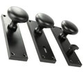 New York Door Knobs Round Handles on Long Backplate Satin Black
