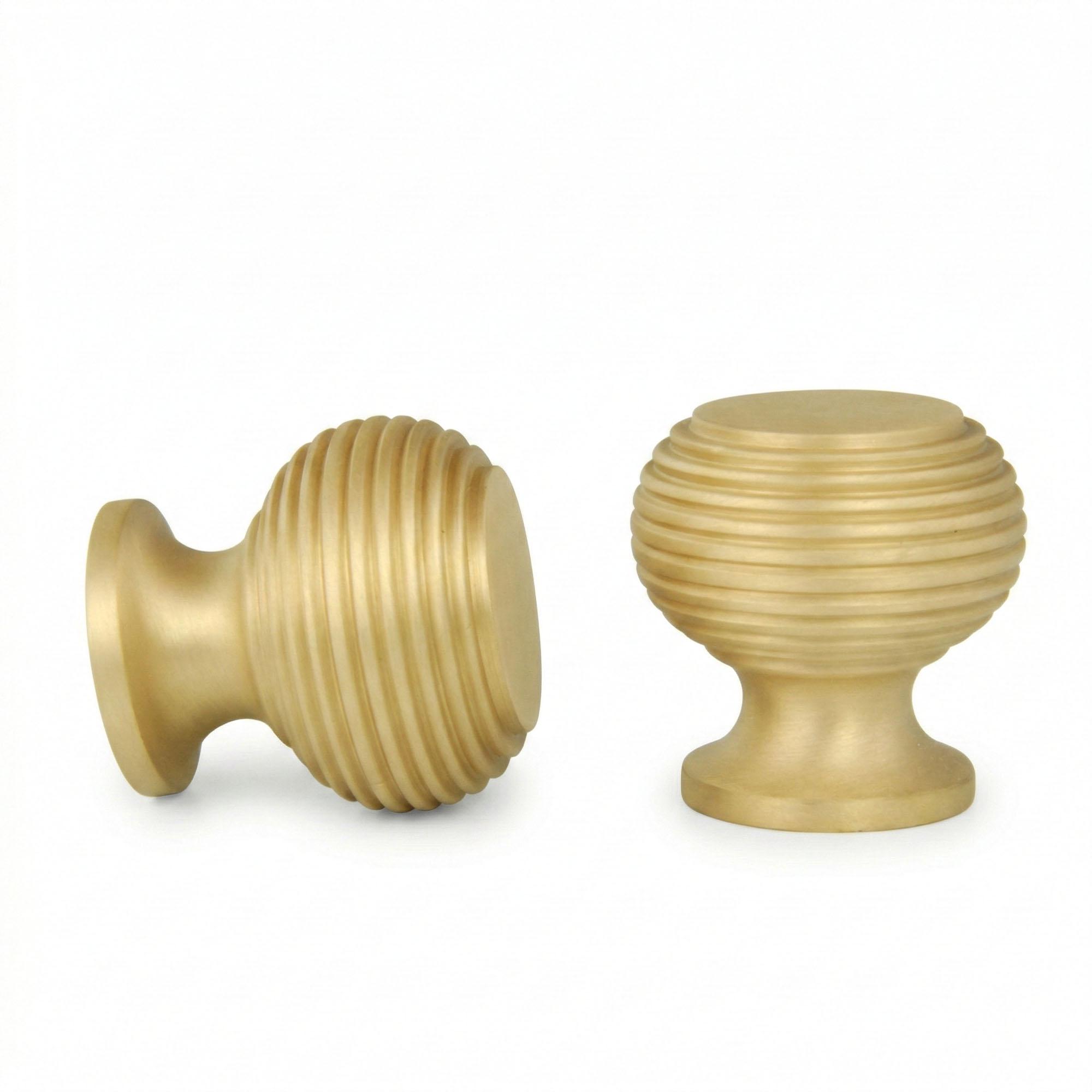 Brushed Satin Solid Brass Cabinet Knobs Kitchen Drawer Door Bow D ...