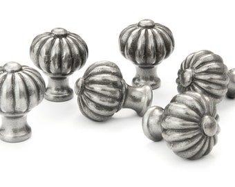 Vintage Pewter Pumpkin Round Cabinet Kitchen Drawer Handles Knobs