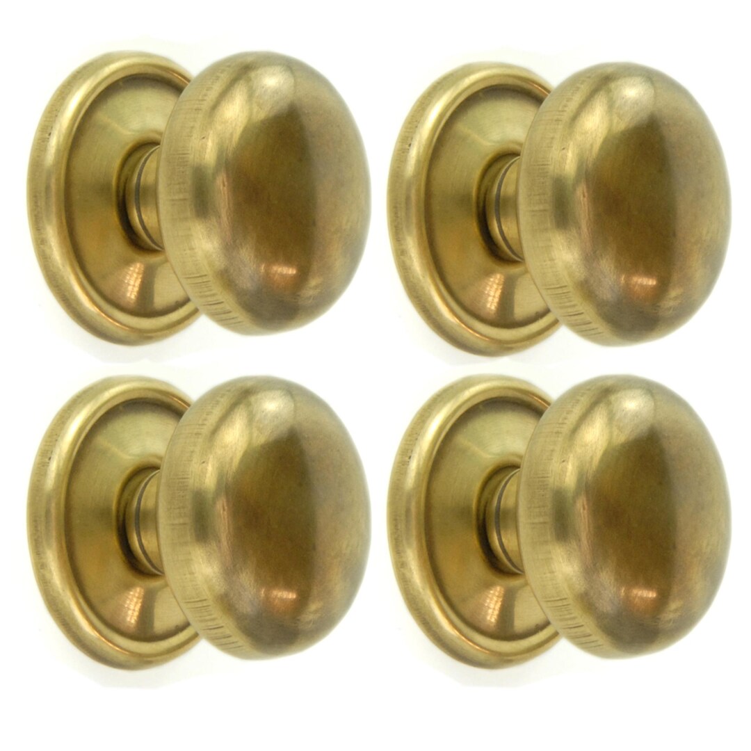 Set of 4 Unlacquered Reeded Solid Brass Knobs Handles Kitchen Door ...