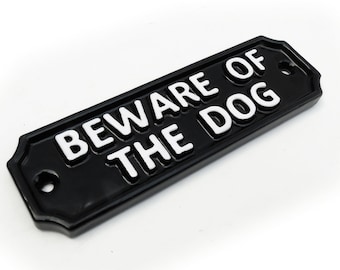 Beware of the Dog Vintage Style Cast Metal Wall Gate Sign Plaque