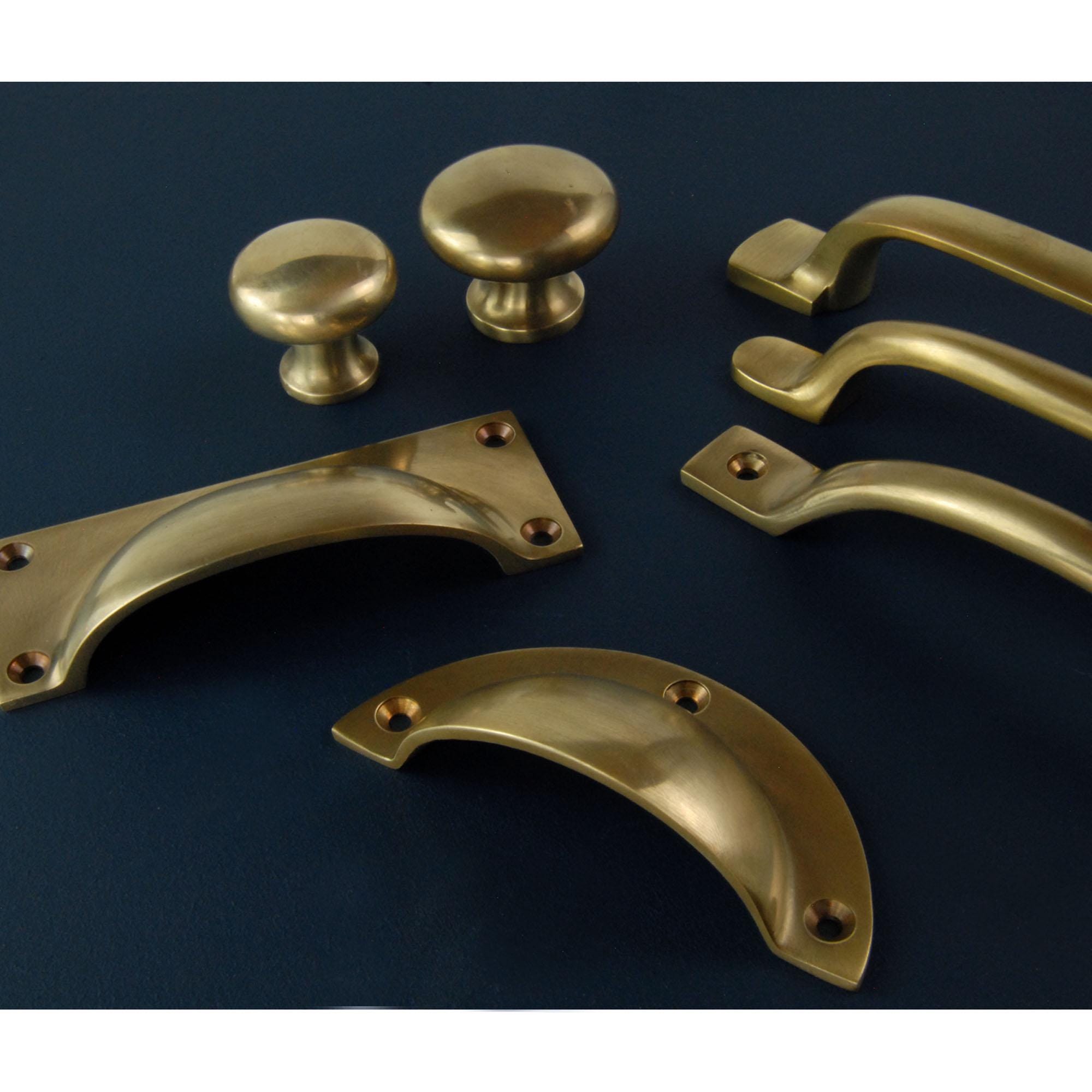 Aged Unlacquered Solid Brass Cabinet Knobs Kitchen Drawer Door Bow D ...
