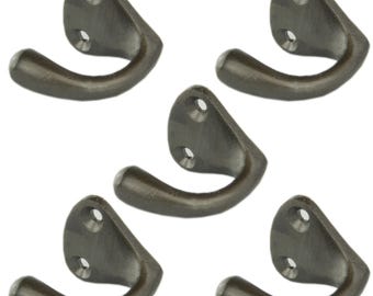 Set of 5 Cast Iron Single Wall Hooks Vintage Coat Rack Pegs Cup Hangers