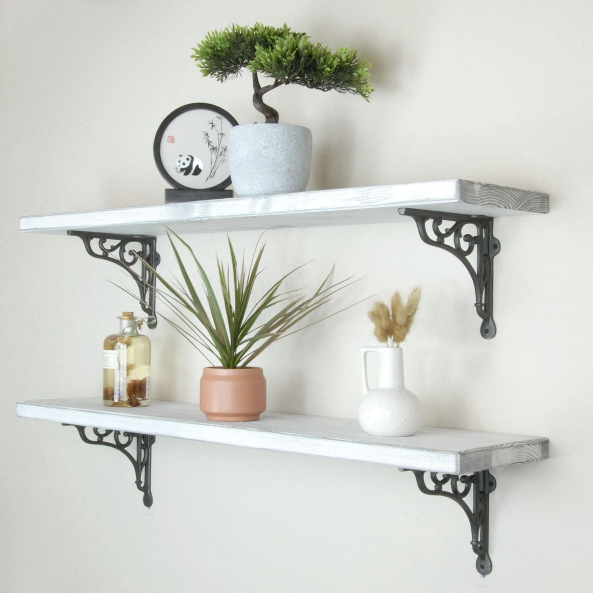 Rustic Solid Wood Wall Shelf Distress...