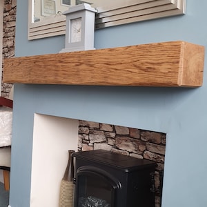 10cmx 10cm Farmhouse Chunky Fireplace Mantel-Handmade Solid Oak Wood Mantel. Floating Mantel-High Quality, Strong Floating Brackets Provided