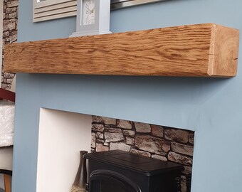 12cmx 12cm Farmhouse Chunky Fireplace Mantel-Handmade Solid Oak Wood Mantel. Floating Mantel-High Quality, Strong Floating Brackets Provided