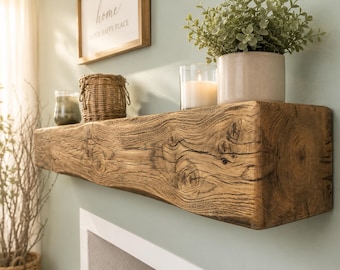 12cm x 12cm Solid Oak Mantel Beam Farmhouse Style Fireplace Shelf Wooden Mantelpiece Lintel Handmade UK