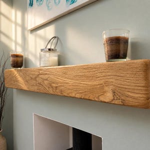 Solid Oak Beam Mantelpiece: Modern Style Fireplace Shelf (10cm x 10cm)