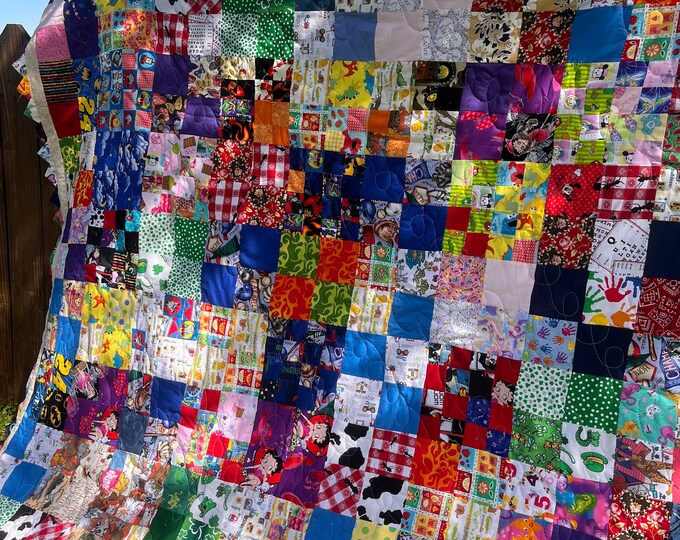 Colorful Handmade Scrappy I SPY Quilt for Baby or Lap Quilt for Adult ...