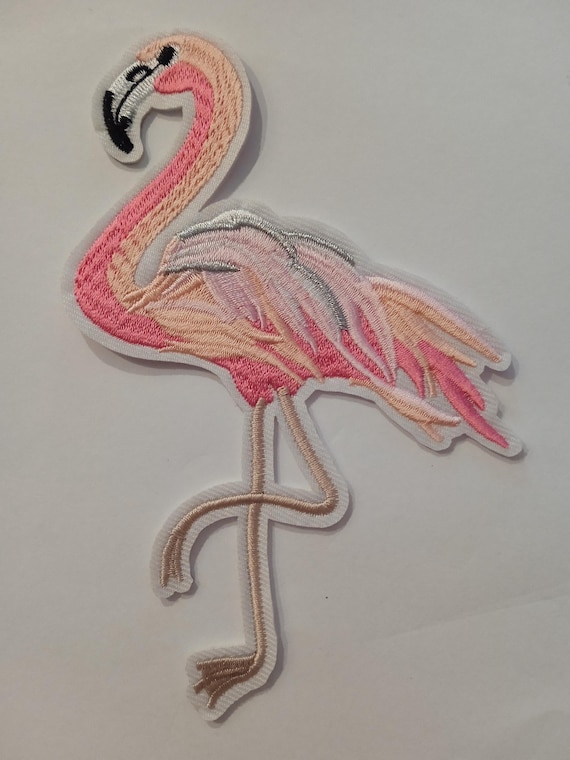 large iron-on embroidered flamingo embroidered badge embroidered patch