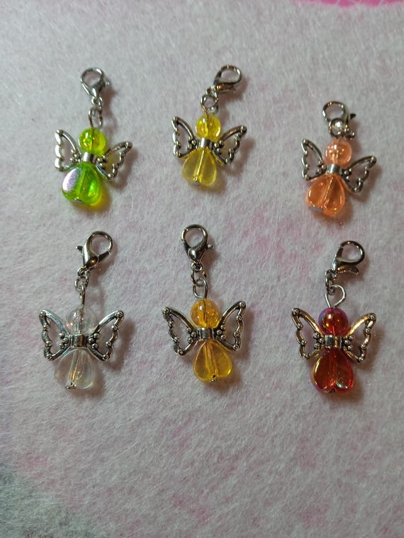 angel stitch marker rings set of 6 angels yellow color