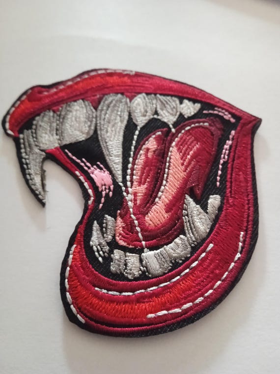 embroidered patch embroidered iron-on badge monstrous mouths punk mouths