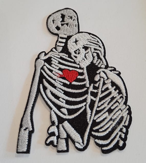 embroidered patch skeleton couple badge