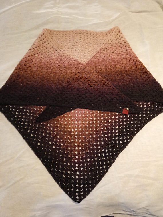 Granny chocolate crochet shawl
