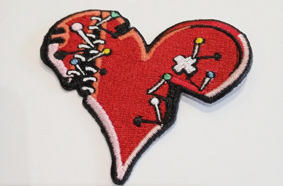 iron-on repaired heart embroidered patch