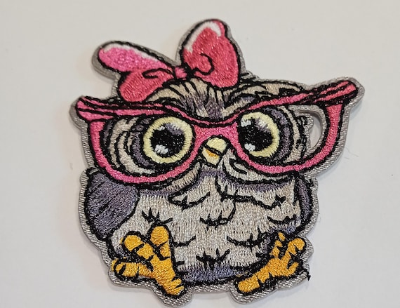 embroidered patch embroidered badge owl with glasses