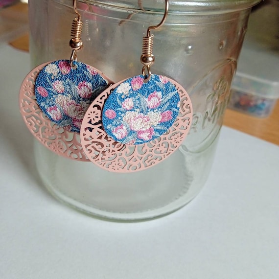 Pink filigree earrings
