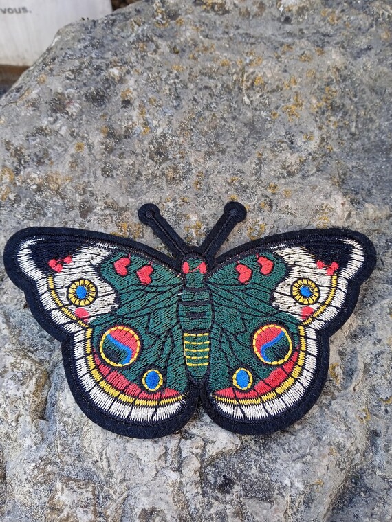 embroidered iron-on butterfly patch