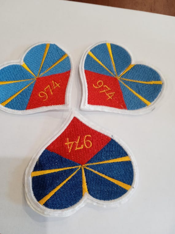 Reunion Island heart flag 974 embroidered patch embroidered badge