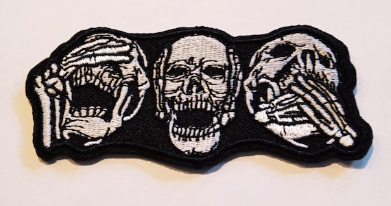 embroidered iron-on skull patch