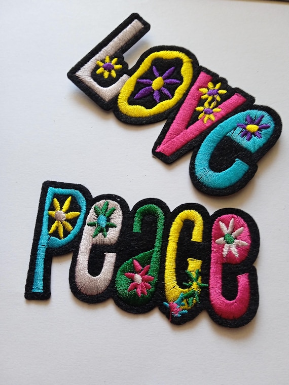 embroidered love peace patch embroidered iron-on patch