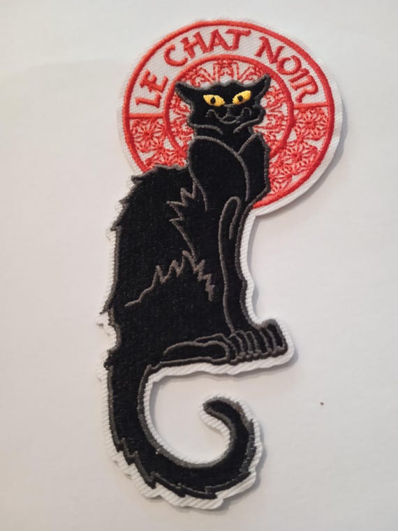 beautiful black cat embroidered patch iron-on embroidered badge