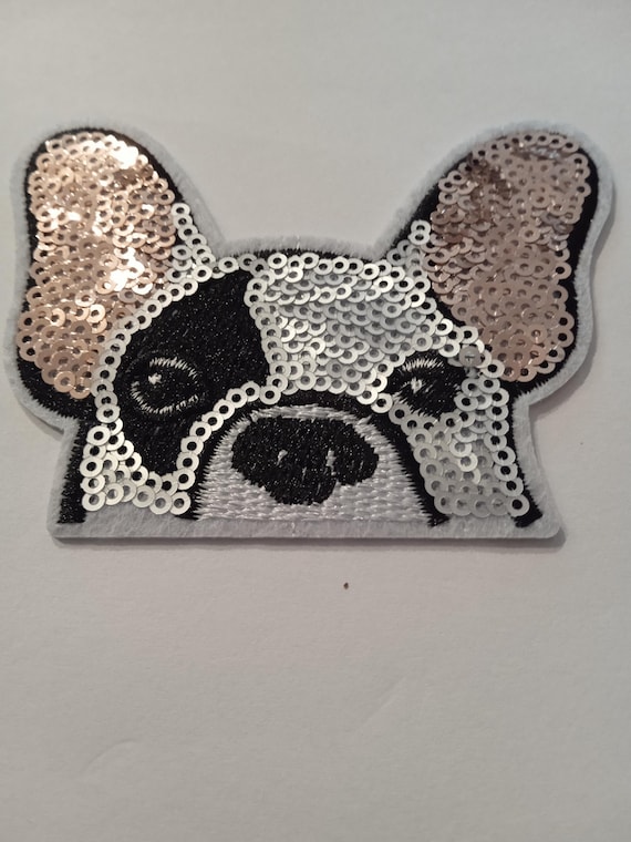 French bulldog dog iron-on embroidered badge patch