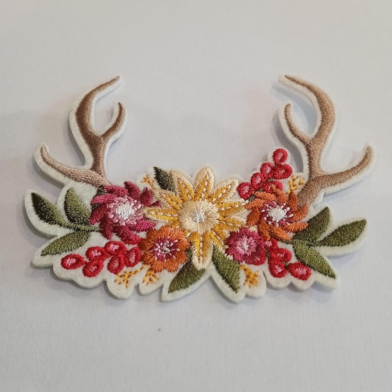 embroidered patch iron-on embroidered badge reindeer antlers