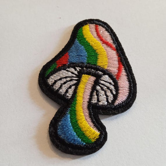 embroidered patch rainbow mushroom embroidered badge