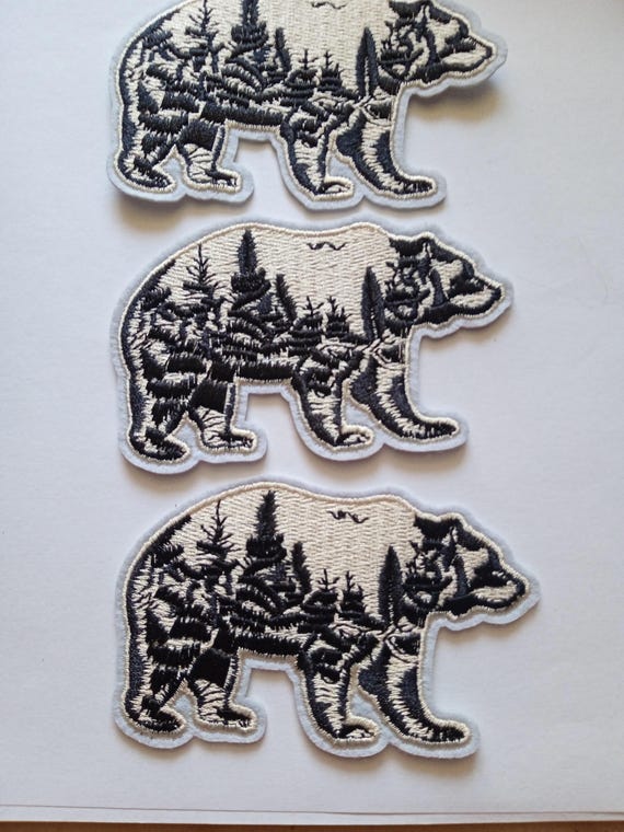 embroidered polar bear iron-on badge