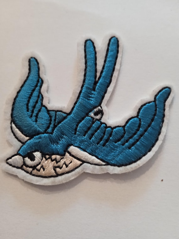 embroidered iron-on patch blue bird embroidered iron-on badge
