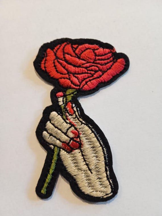 embroidered patch hand embroidered badge and rose