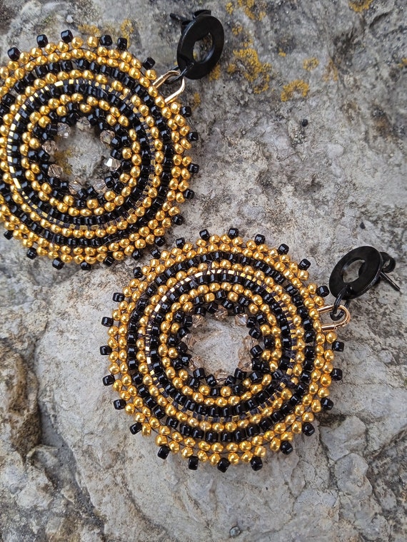 Hand-woven miyuki dangling earrings