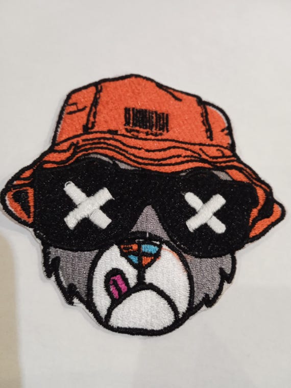 Bear with bob embroidered patch embroidered badge