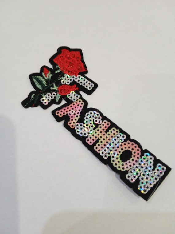 fashion pink embroidered iron-on patch