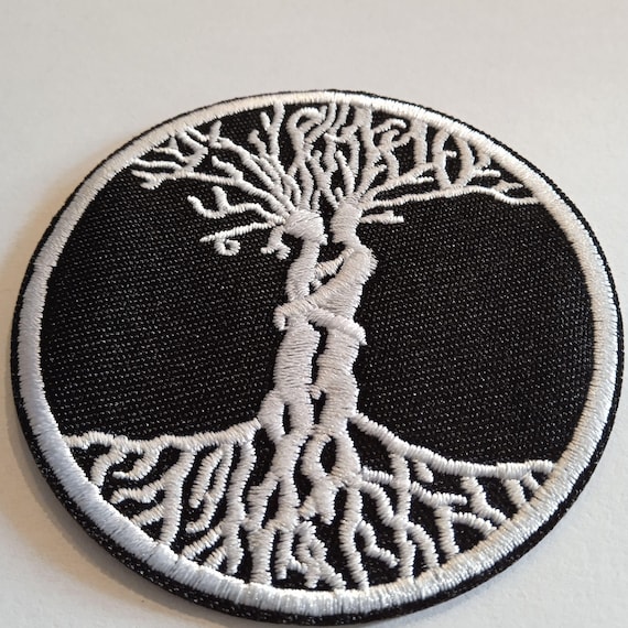 embroidered iron-on patch tree of life couple of lovers