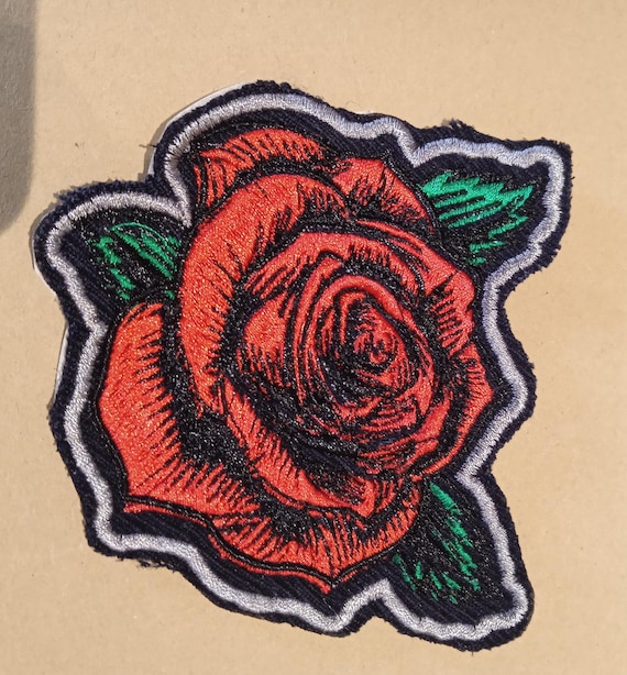 Red rose embroidered patch embroidered badge
