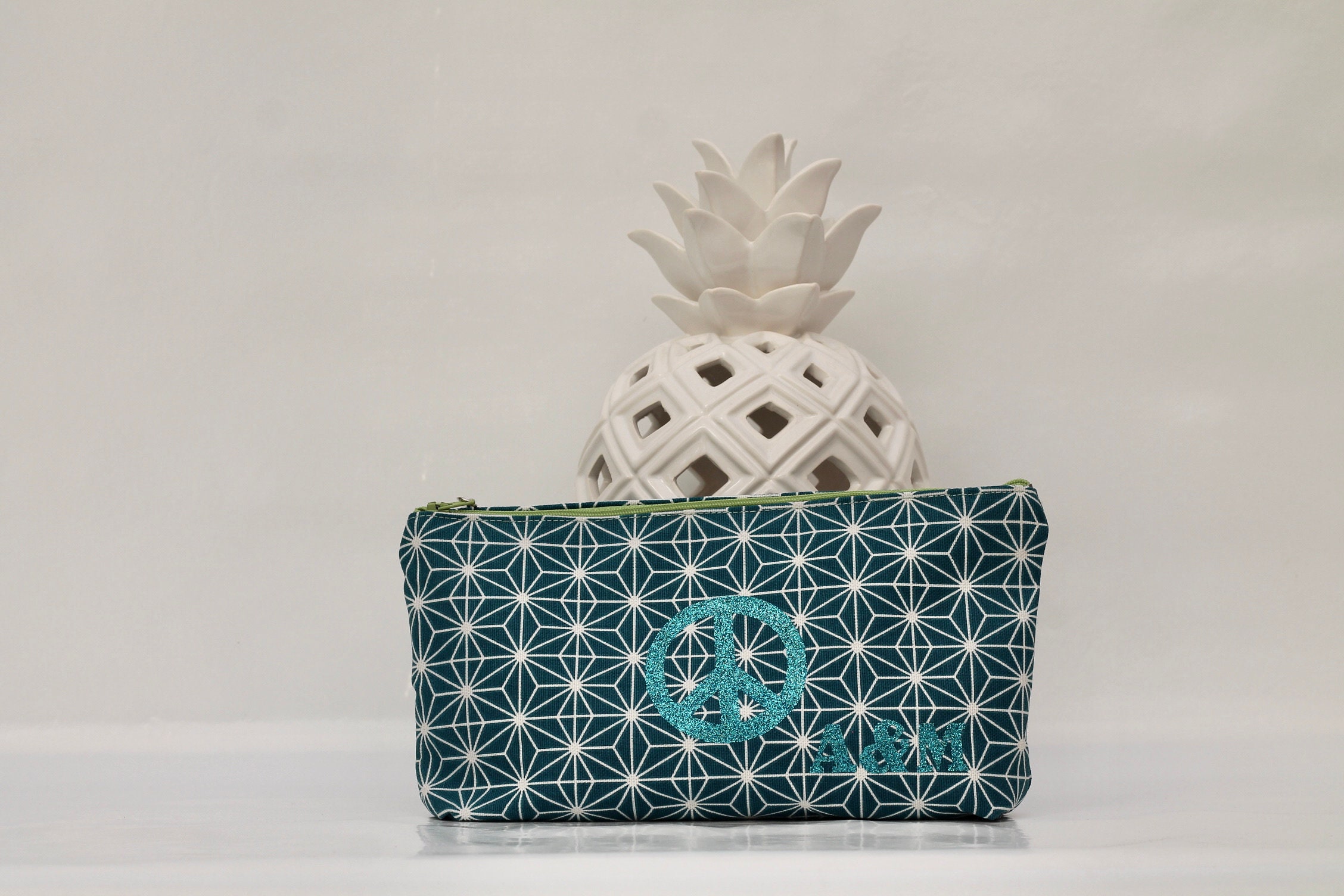 Trousse Turquoise Géométrique Peace & Love