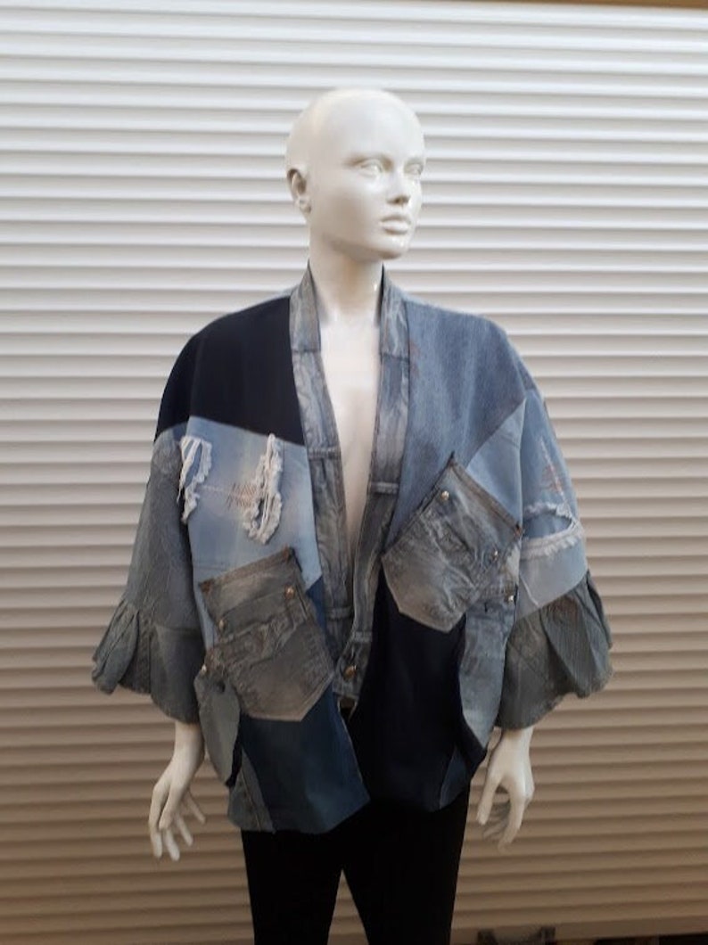 Women's Cardigan-kimono Jacket in a Patchwork Style Made From Different ...