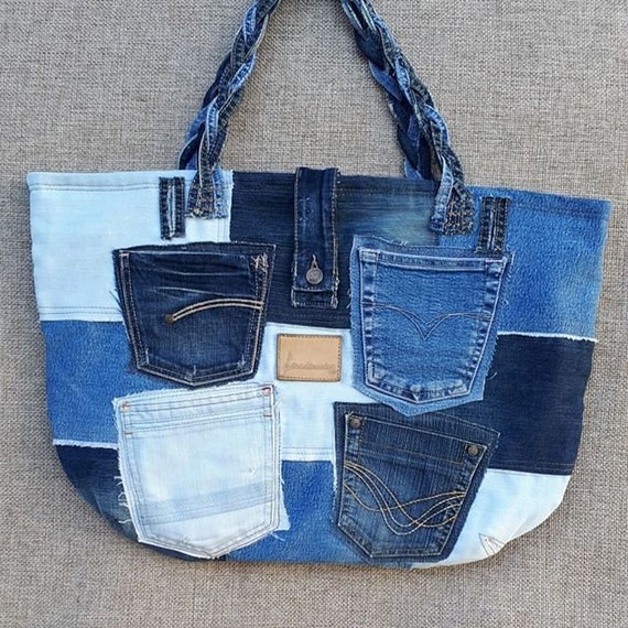 Upcycled Blue Canvas Jeans Crossbody Bag Recycled Canvas Bag | Etsy