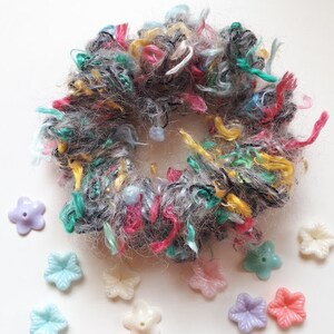 Textured bouclé scrunchies Winter hair tie Wedding Volumetric hair tie image 1