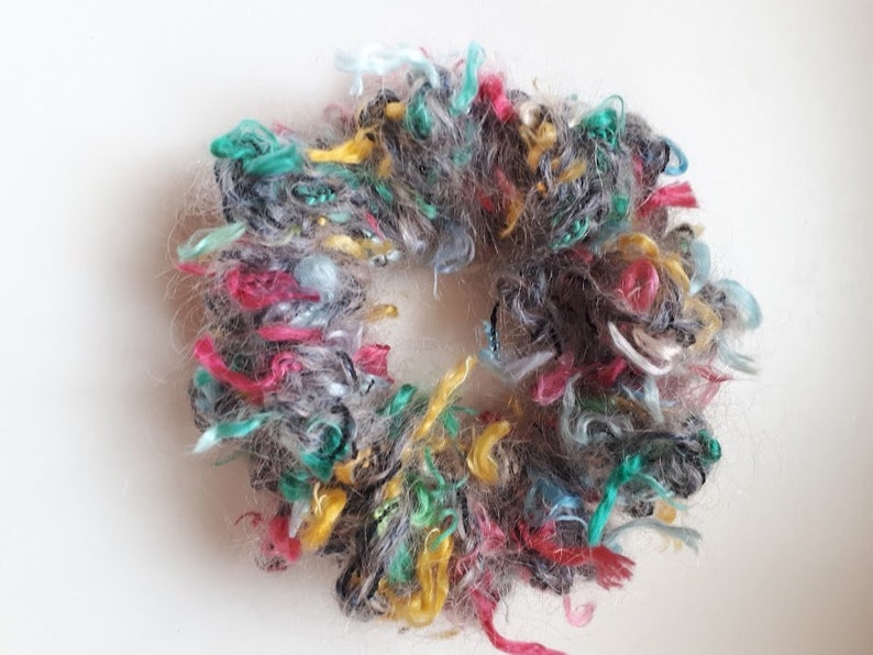 Textured bouclé scrunchies Winter hair tie Wedding Volumetric hair tie image 4