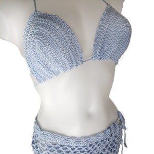 Blue Bikini Set of 3 Items: Bikini Top, Bottom and Bikini Cover Up