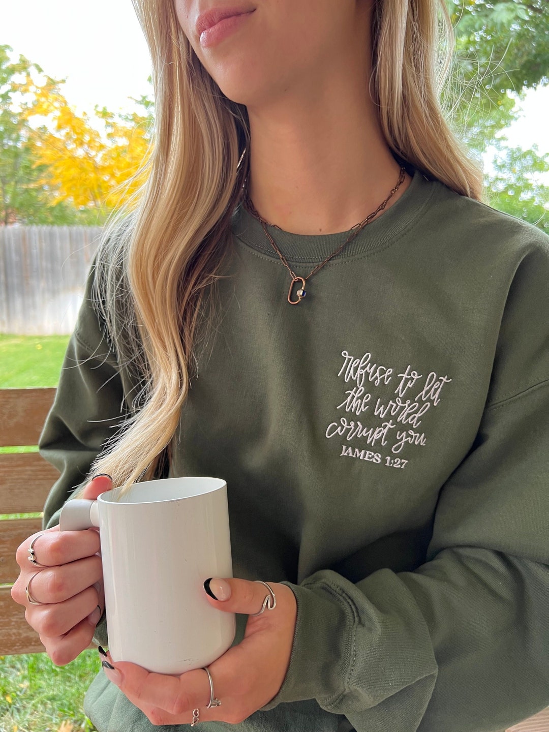 Refuse to Let the World Corrupt You Bible Verse Embroidered Sweatshirt